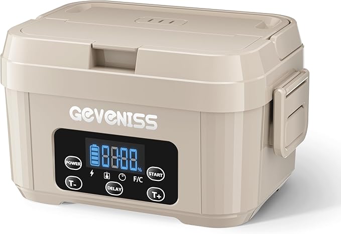 Cordless Electric Lunch Box for Adults – Heated Lunch Box with 1100ML SS Container, Battery-Powered Food Warmer with Leakproof Lid, Fast Heating Up to 220°F for Office, Car, Travel