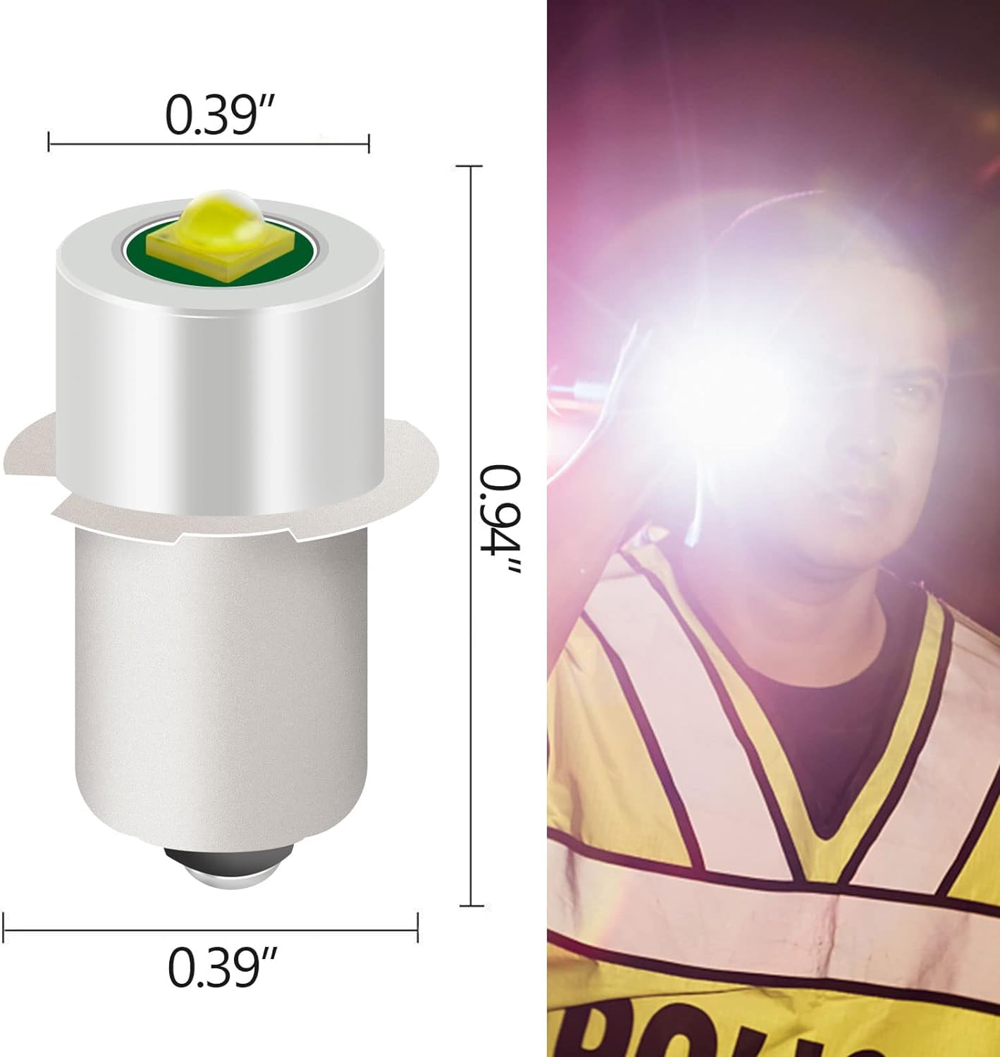 3 Pack LED Flashlight Bulb Replacement LED Bulbs for Conversion Kit 18V 12V 19.2V 6-24 Volt 3W 247LM PR2 P13.5S LED Bulb Upgrade Compatible with Ryobi Milwaukee Craftsman Lamp Torch Lantern Work Light