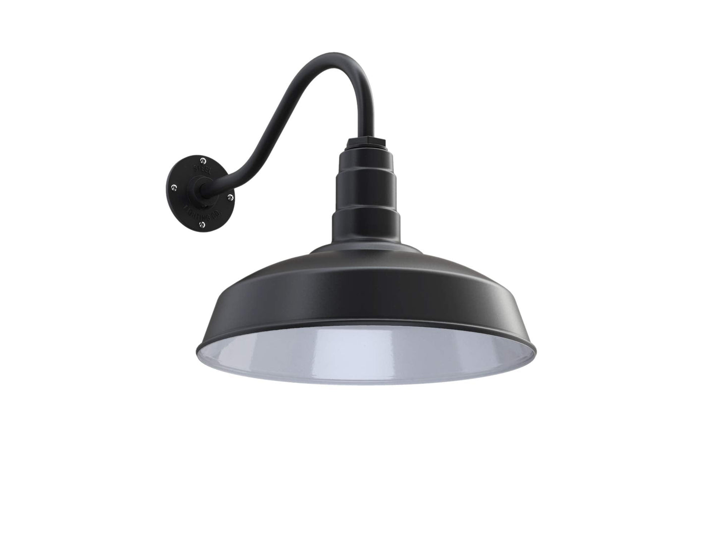 Steel Lighting Co. Gardena Barn Light - Outdoor Wall Mounted, 16in Gooseneck, Matte Black, Steel, Farmhouse Style