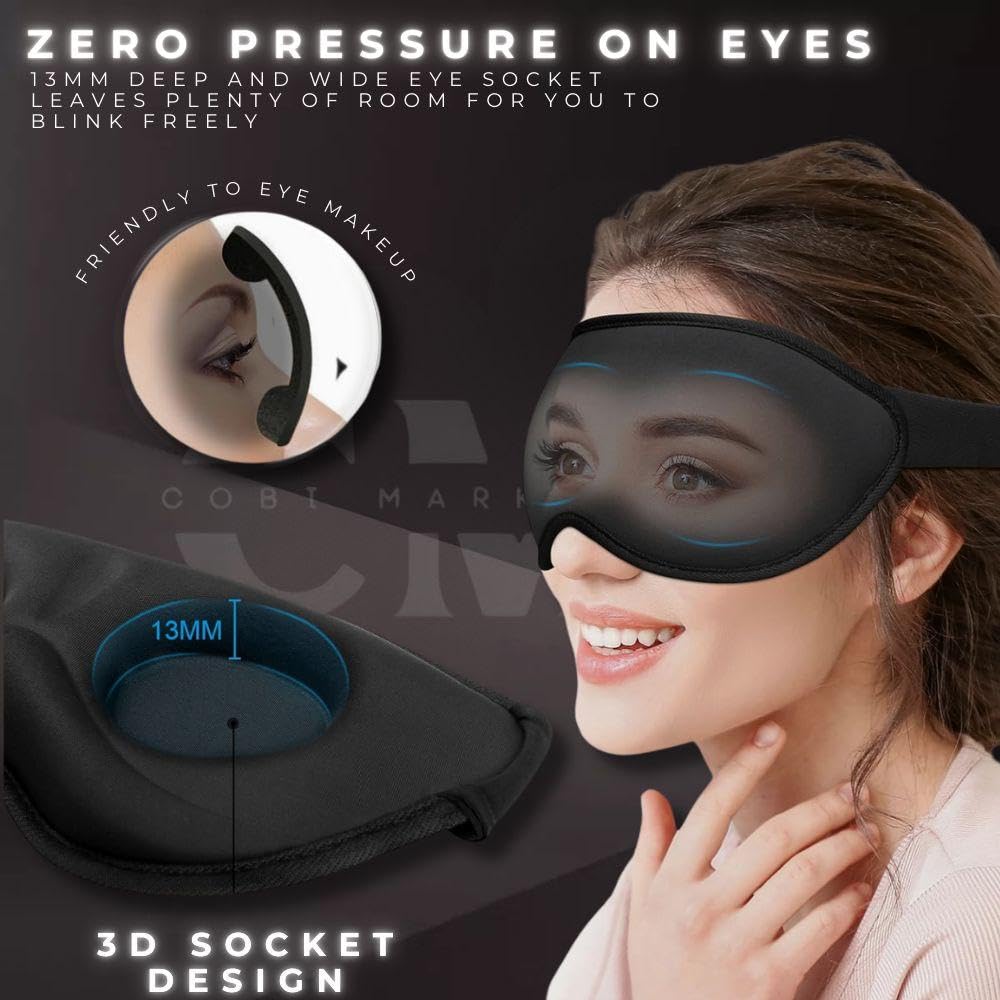 Unisex Sleep Mask - Plus A Pair of Sleep Plugs, Light and Sound Blocking, Soft and Comfortable, The Best Sleep Mask.