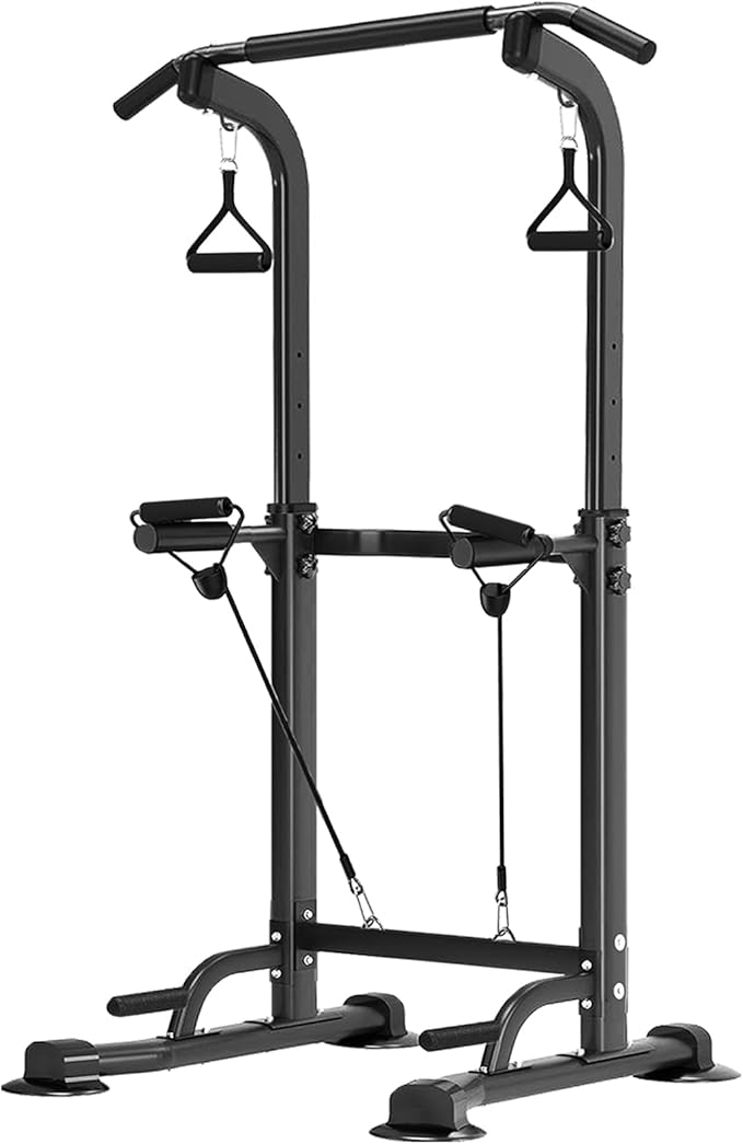 Trlakepreble Power Tower Pull Up Bar,Pull-Up Rack Dip Station,Height Adjustable Multi-functional Home Strength Training Gy...