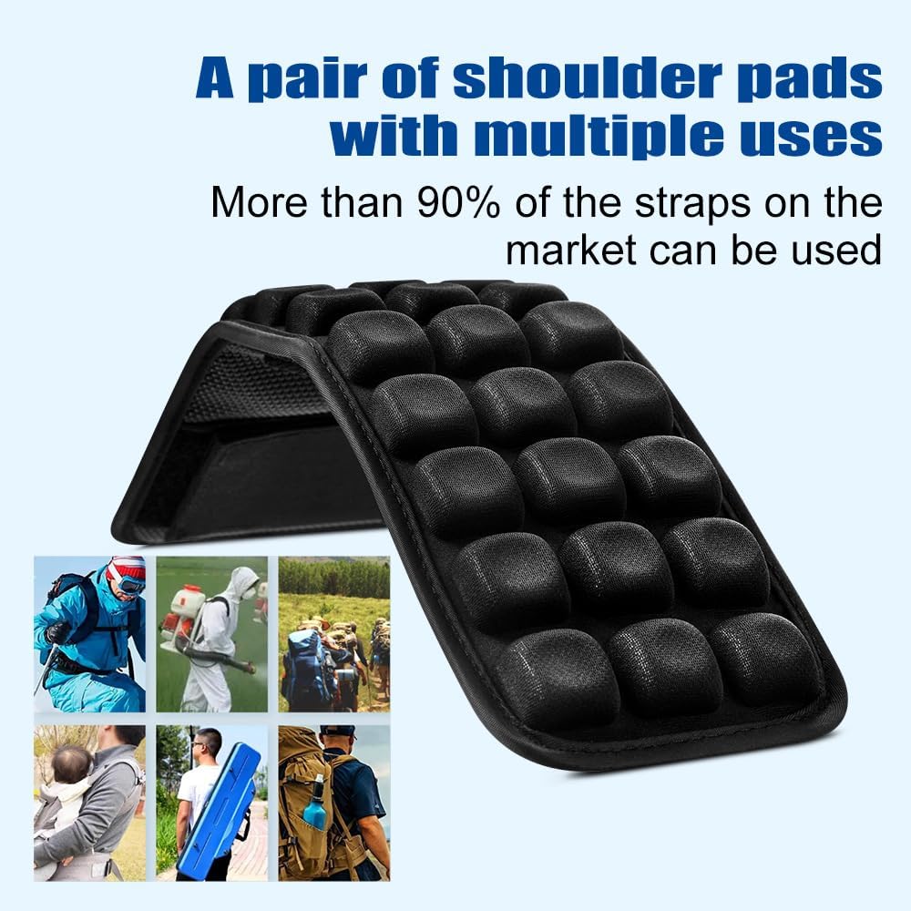 Anti-Gravity Shoulder Pad Cushion, Universal Bag Strap Comfort Pad with 30% Stress Reduction, Black,2pcs
