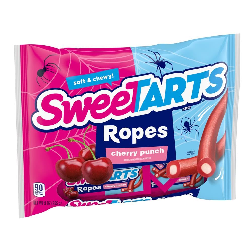SweeTarts Ropes Candy, Halloween Trick or Treat Packs, 9oz Bag