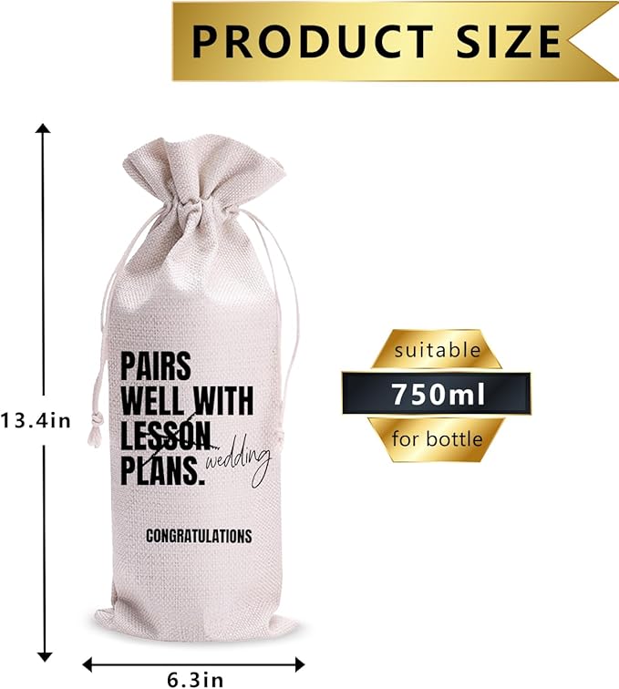 Pairs Well With Lesson Plans Mr and Mrs Wedding Gift Engagement Gift Bag For Couples bride/him/her Newly Engaged Gift Wine Tote Bridal Shower Gift