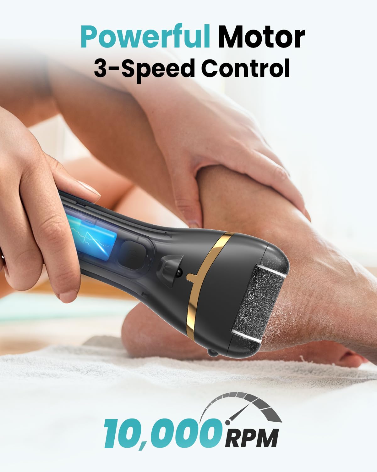 Electric Foot Callus Remover with 10000 RPM Motor and 3-Speed Settings, Foot Scraper Kit for Womens Home Pedicure Foot File with