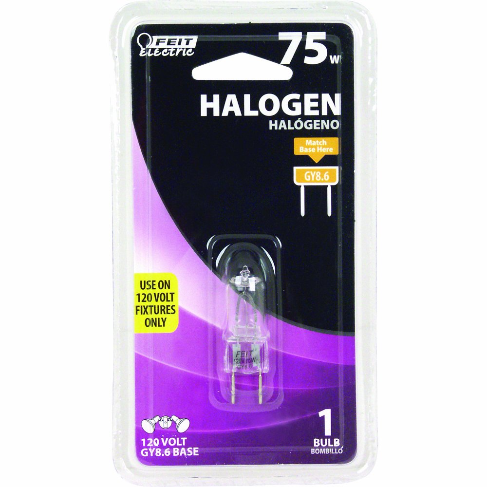 Feit Electric Halogen Bulb, 75W T4 Jcd, Bi-Pin Base, Clear, 3000K Bright White, 1 Count