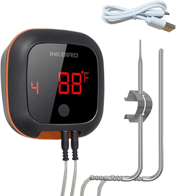 Inkbird Bluetooth Grill BBQ Meat Thermometer with Dual Probes Digital Wireless Grill Thermometer, Timer, Alarm,150 ft Barbecue Cooking Kitchen Food Meat Thermometer for Smoker, Oven, Drum