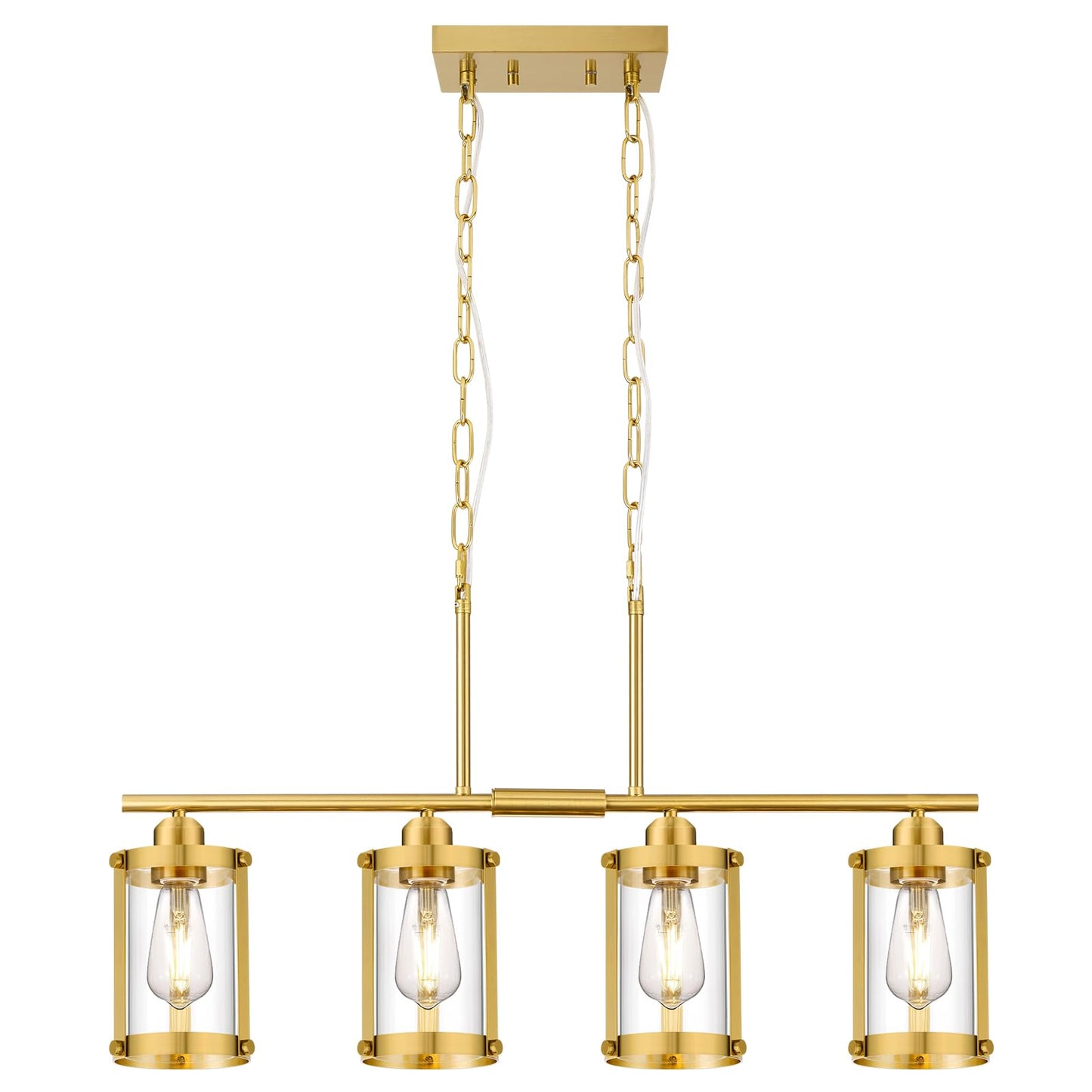 Osimir 4-Light Kitchen Island Lighting  Brushed Gold Linear Dining Room Light Fixtures With Clear Glass  Modern Mid Century Chandelier Pendant Light For Kitchen Island Dining Room  Os-3014-4Isbg