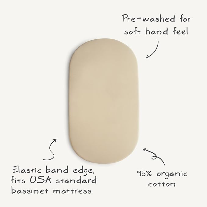 mushie Stretchy & Soft Bassinet Crib Sheet | Fitted 16" x 30" (Roman Green)