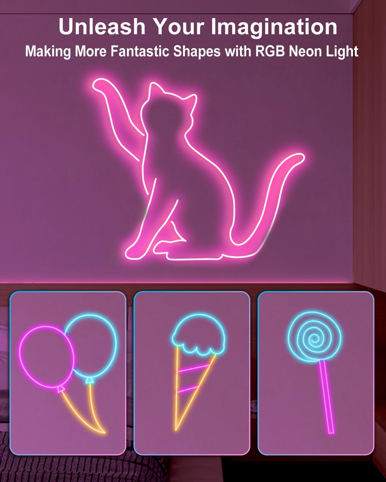 Vrribonx LED Neon Rope Lights, RGB Waterproof, 20FT, App/Remote Control, Music Sync, Model 20FT-Neon
