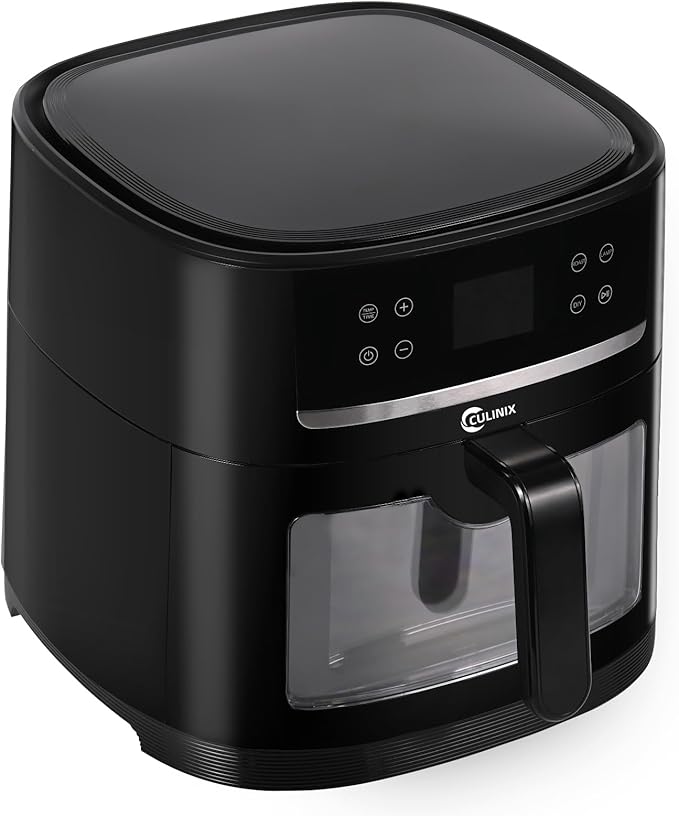 8L Large Air Fryer, AI Intelligent Recognition Cooking Air Fryer with Window, 12 Preset Menus, Touchscreen Display, 400°F, Raven Black