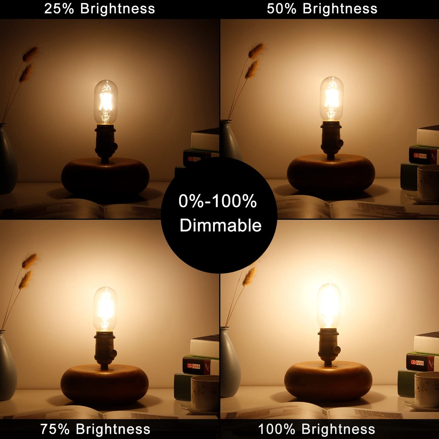 LiteHistory E26 LED Bulb 6W Equivalent e26 led Bulb 60 Watt Dimmable Warm White 2700K E26 Edison Bulb AC120V 600lm Tubular T14 T45 LED Bulb for Pendant, Sputnik,Vanity,Chandeliers Pack of 6