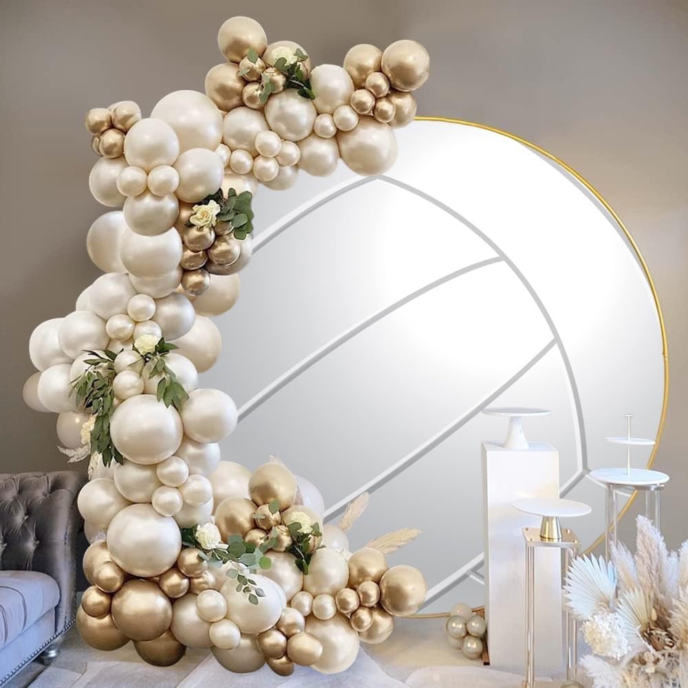 Leyiyi 6x6ft Abstract White Volleyball Round Backdrop Cover Polyester Outdoor Sports Themed Photography Background Volleyball Party Photo Backdrop Boys Girls Birthday Party Deecorations Banner
