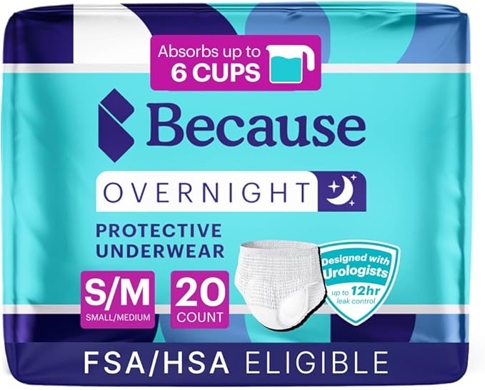 Because Overnight Absorbency Pull Ups - Adult Disposable Incontinence Underwear, Extra Absorbent Nighttime Briefs for Men ...