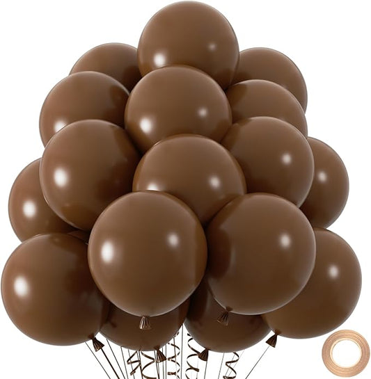 50pcs Brown Balloons, 12inch Dark Brown Latex Neutral Balloons for Birthday Party BOHO Wedding Bear Baby Shower Decoration...