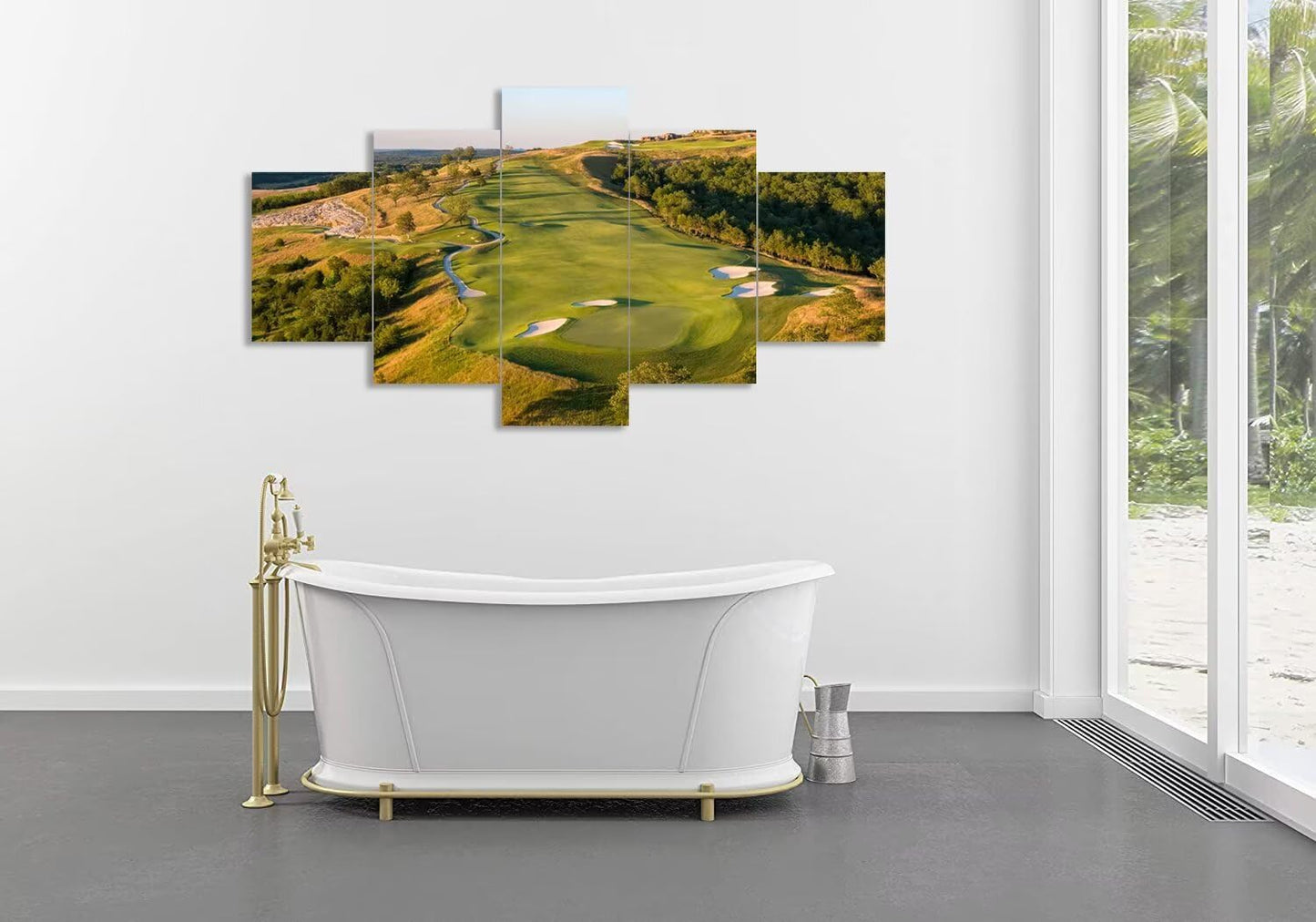 chenchenArt Paynes Valley Golf Course Wall Art for Office Living Room Bedroom Wall Decorations Paynes Valley Golf Course Picture Poster Canvas Prints Framed Ready to Hang(50''W x 24''H)