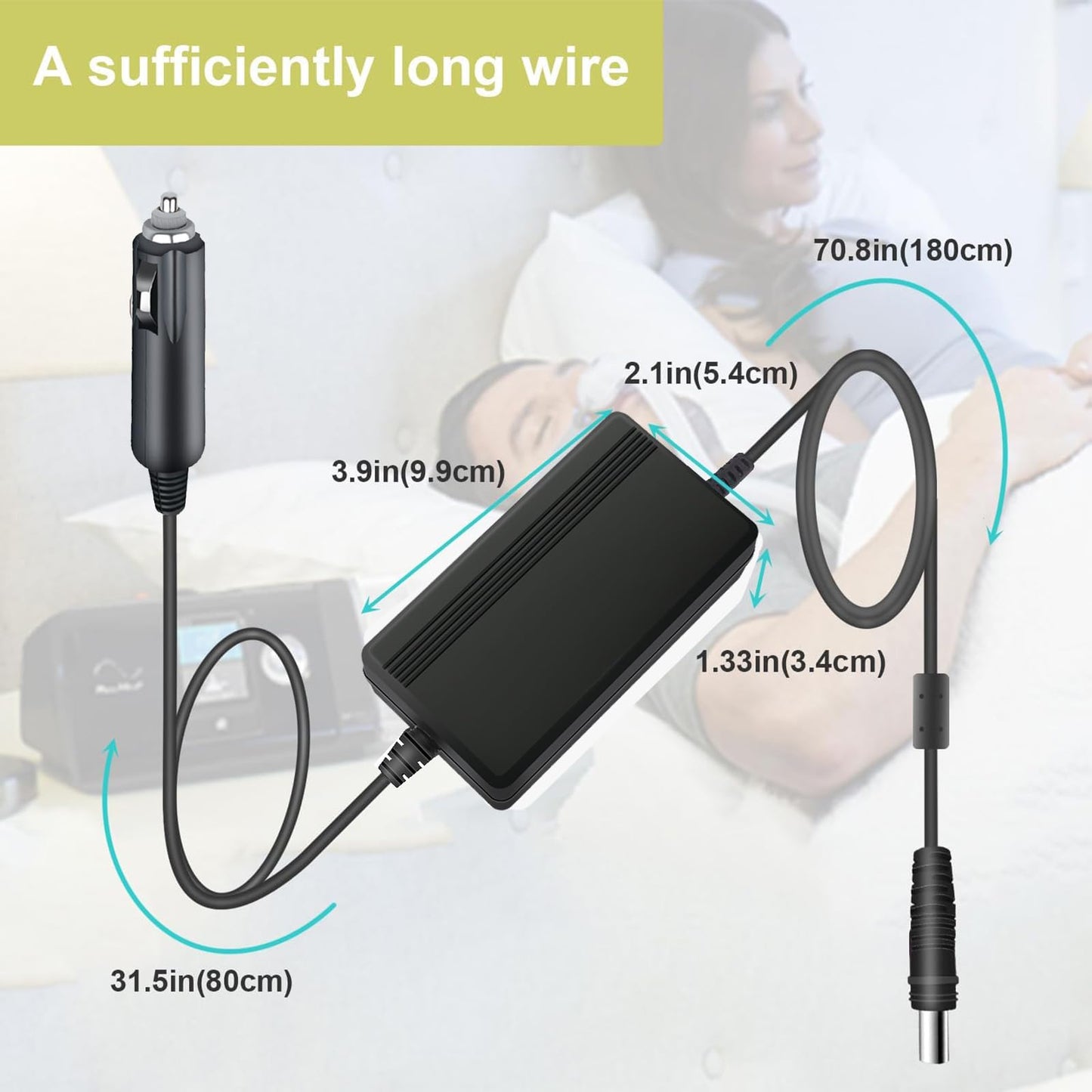 90W DC Adapter Car Charger for Resmed S10 Series,CPAP ResMed Airsense 10 S10 AirCurve 10 Series Resmed S10 370001 37297 Rockpals 300W/500W Vehicle Power Supply Charger