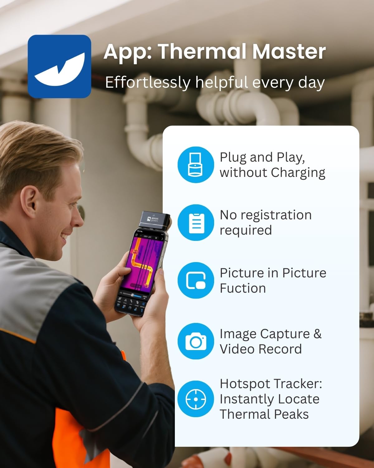 Thermal Master P3 - Thermal Camera for iOS & Android, 8mm Macro Vision Infrared Imager w/Manual Lens, 512x384 Super Ir Resolution, 3.6℉ Accuracy, 35mk NETD, Work for Home PCB Inspection, Black