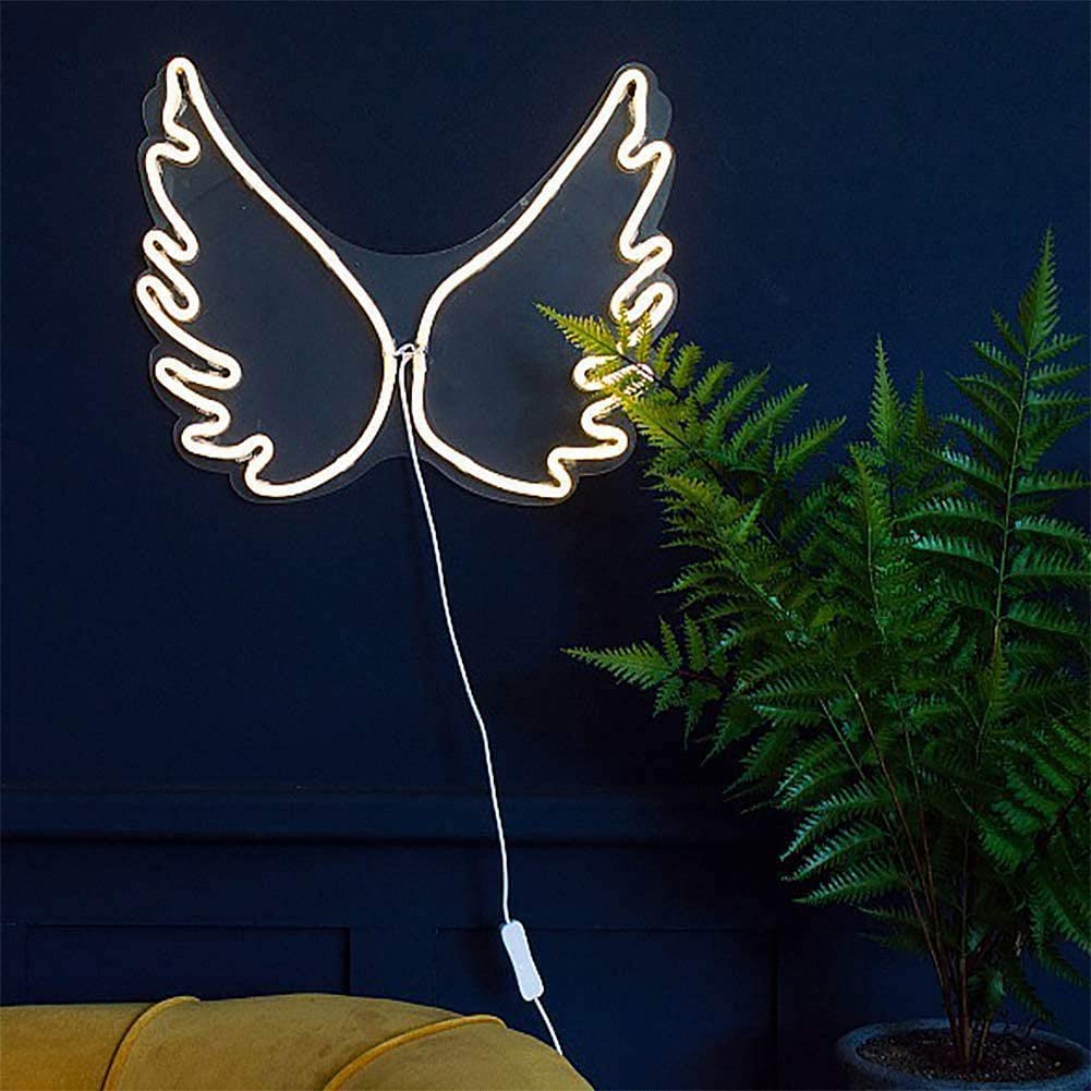 Ulalaza Neon Light Sign LED Decorative Marquee Sign 13inx17in White TT10233/Angel Wing