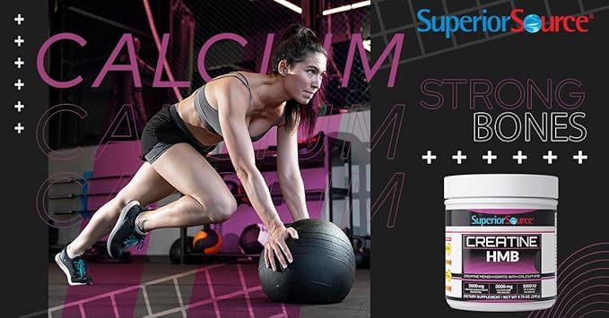 Superior Source Creatine HMB - Creatine Monohydrate for Muscle, Recovery & Exercise Support - Dye-Free - Unflavored, 8.75 oz