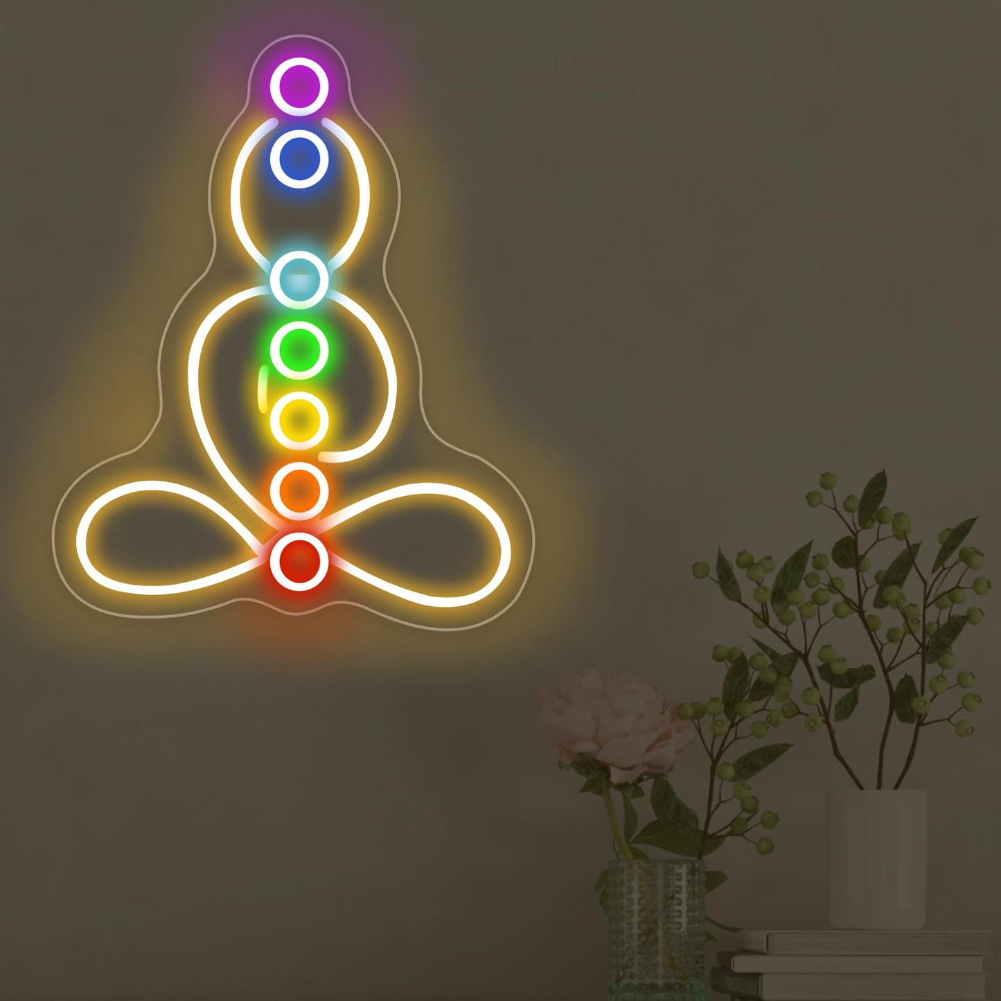 Seven Chakras Meditation Neon Sign Custom Yoga Studio Logo Led Sign Chakras Led Neon Pilates Studio Art Meditation Room Wall Art Yoga Lover Gift  Psychic Chakras Healing Exercise  Peaceful Sign