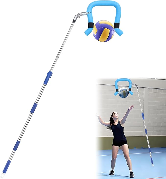 ISIVOVE Volleyball Spike Trainer - Retractable Height 64.1-86.6 Inches, Real Ball Feel Hitting Tool for Spiking/Jumping/Se...