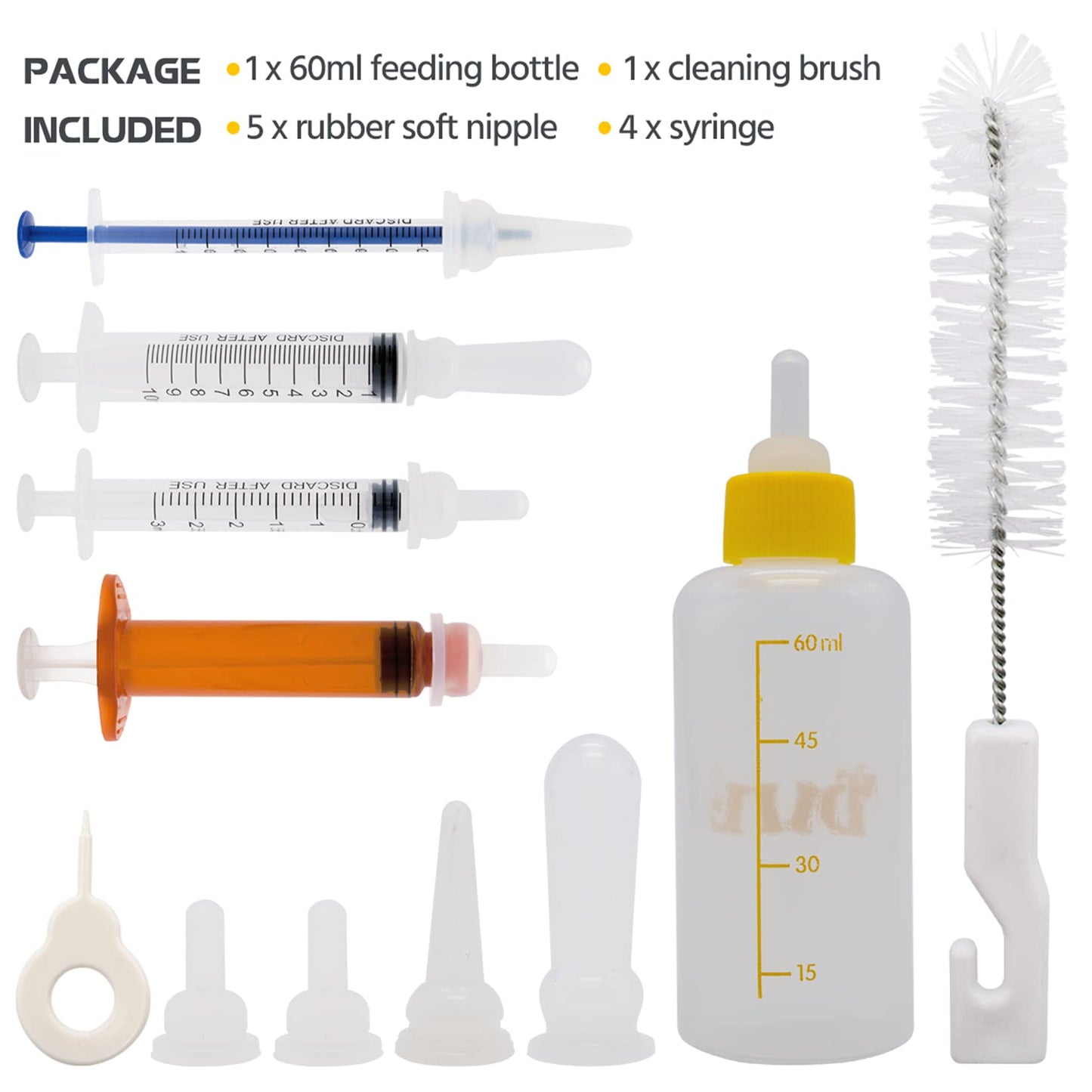 Puppy Kitten Bottle for Nursing, Newborn Baby Dog Cat Rabbit Feeding Bottles with Nipples Feeder Kit