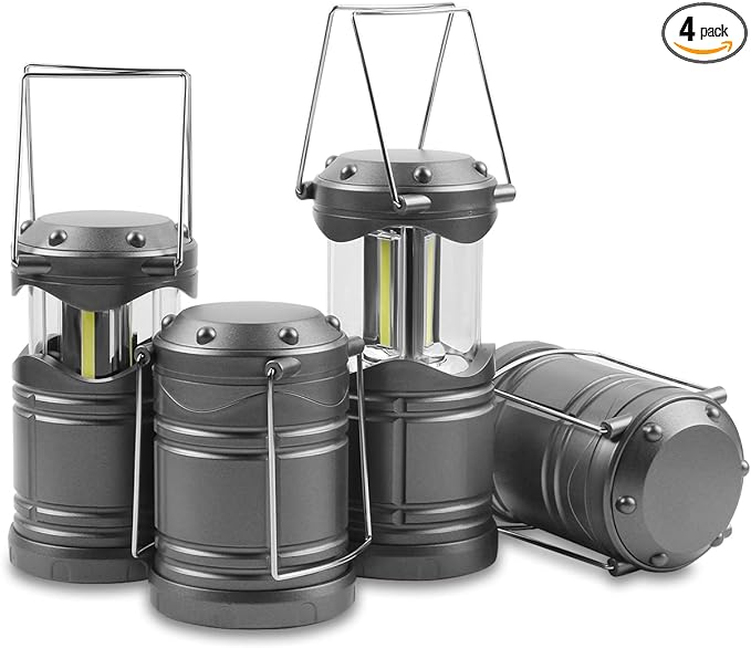 Lichamp LED Camping Lantern, 4 Pack Battery Powered Flashlight for Power Outages, Portable Collapsible Hanging Light Essen...