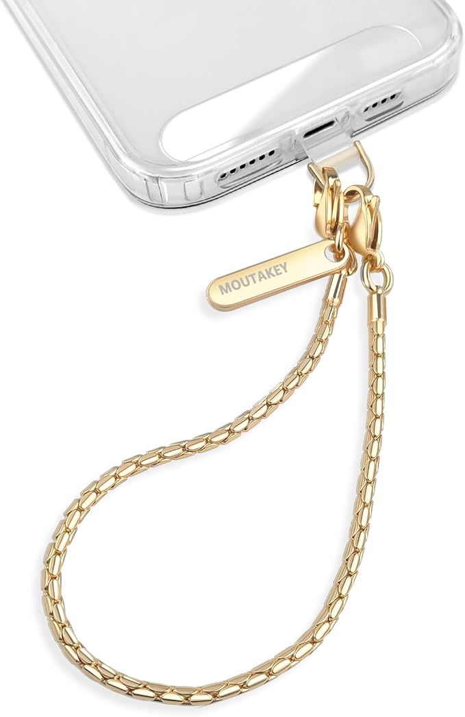 MOUTAKEY Phone Wrist Strap Metal Phone Chain Wristlet Strap Detachable iPhone Lanyard Wrist with 2 Tether Tabs iPhone Char...
