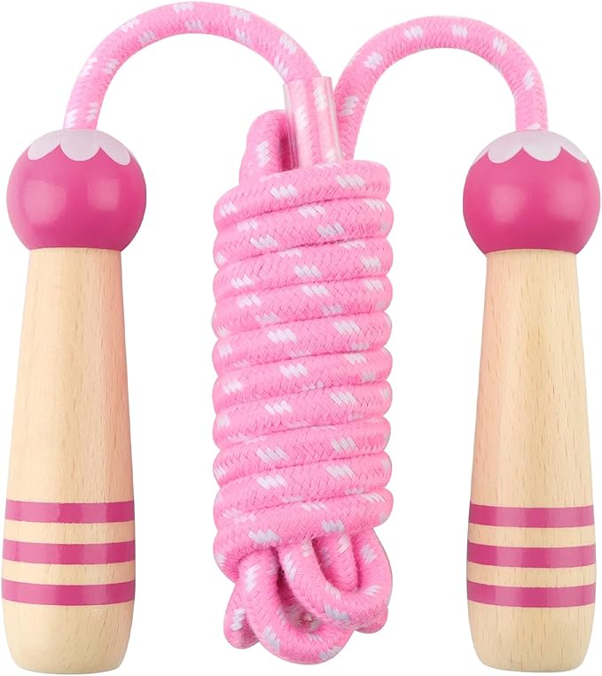 Jump Rope for Kids, Lorvain Adjustable Skipping Rope, Kids Jump Ropes with Wooden Handle for Girls Boys, Weighted Jumping ...