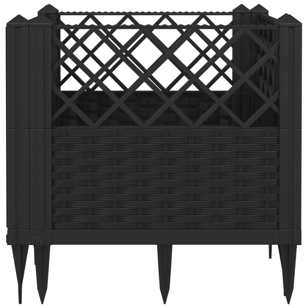 WRJENFSC Black Basketweave Raised Garden Planter 17.1 Inch Square Outdoor Planter Box with Modular Design Lightweight Polypropylene Construction for Patio Garden and Vegetable Planting
