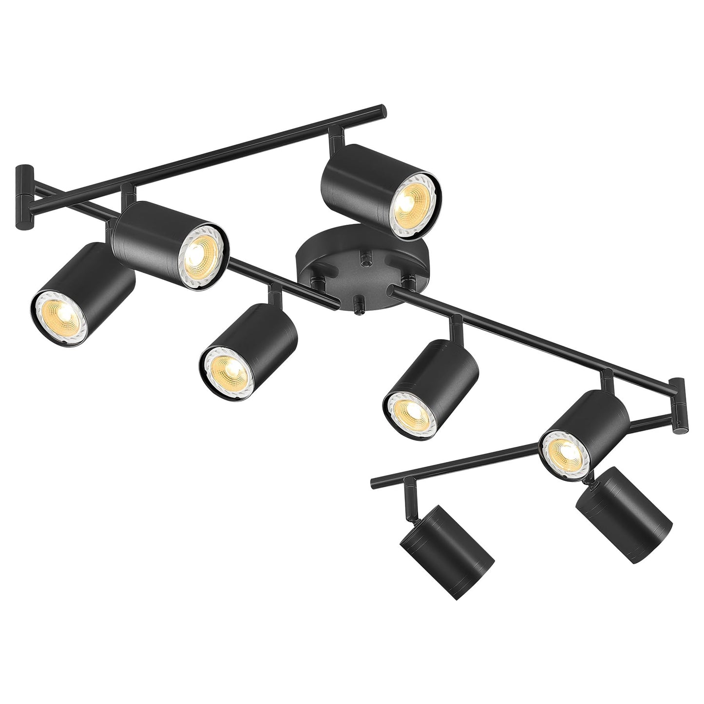Vonluce 8 Light Track Light Fixture  Led Track Lighting Kit With Rotatable Heads  3-Color Gu10 Bulbs Included  Modern Ceiling Spotlight For Kitchen Office Closet Studio Bedroom  Black