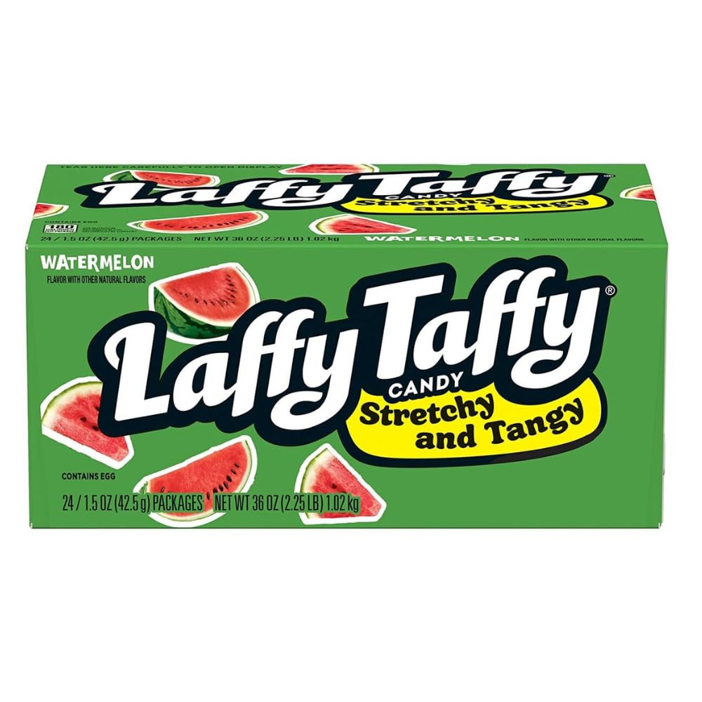 Laffy Taffy Candy, Stretchy and Tangy, Watermelon, 1.5ounce (Pack of 24)