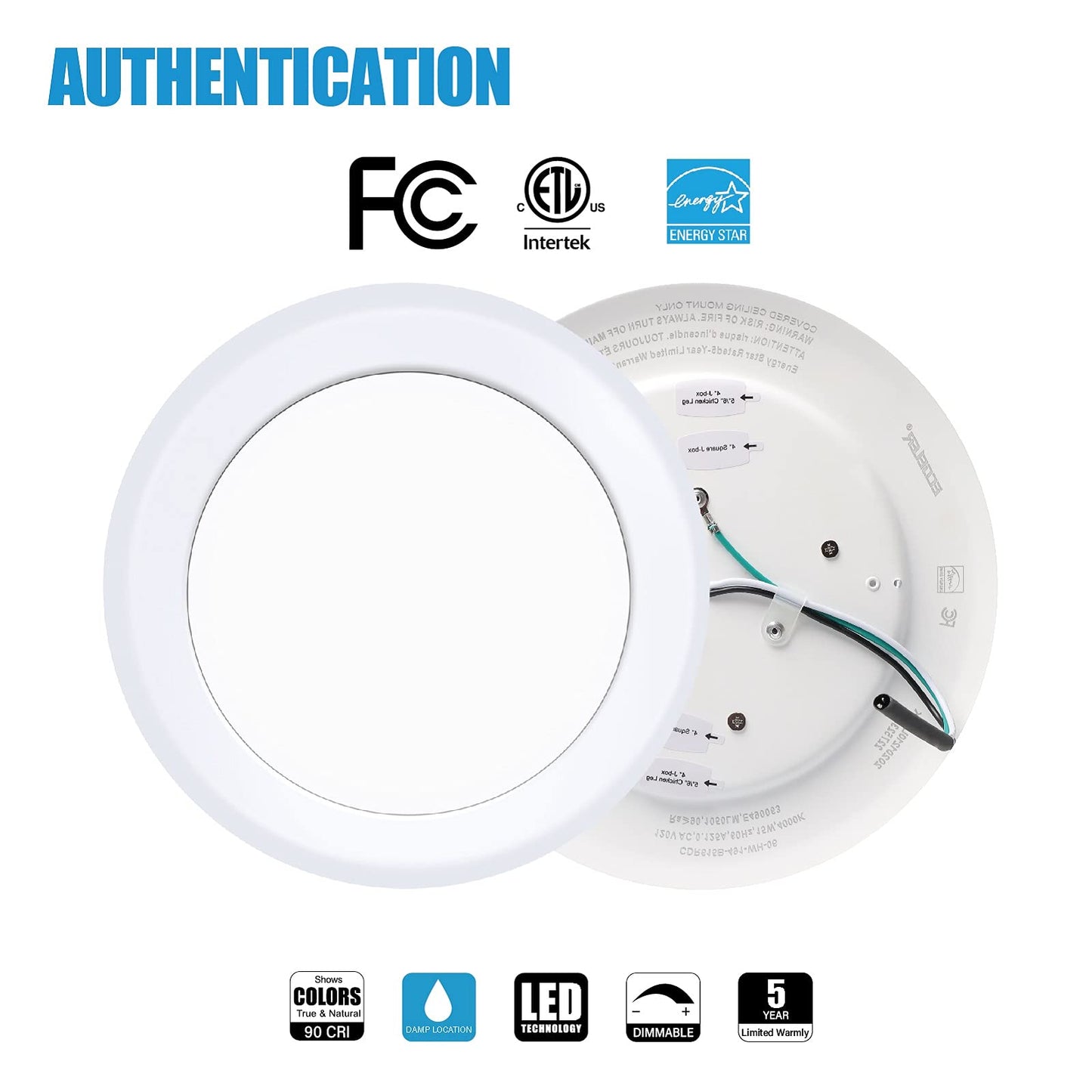 ECOELER 6-Inch LED Flush Mount Disc Light, 10-Pack, 16.5W, 4000K Cool White, Aluminum, Energy Star & ETL-Listed