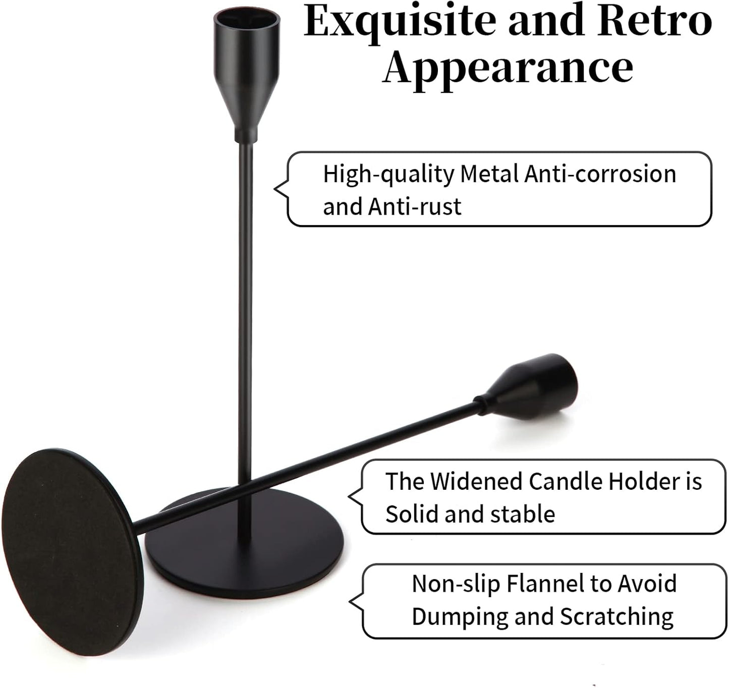 Matte Black Candle Holders Black Candlestick Holders Metal Candle Holder for Wedding, Dinning, Party, Fits 3/4 inch Thick Candle&Led Candles (Set of 6 Pcs)