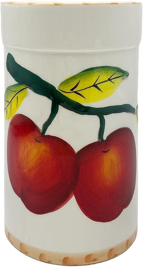 Tuscany Red Apple with Bamboo Trim Hand Painted, Kitchen Tool Set, 84338 by ACK