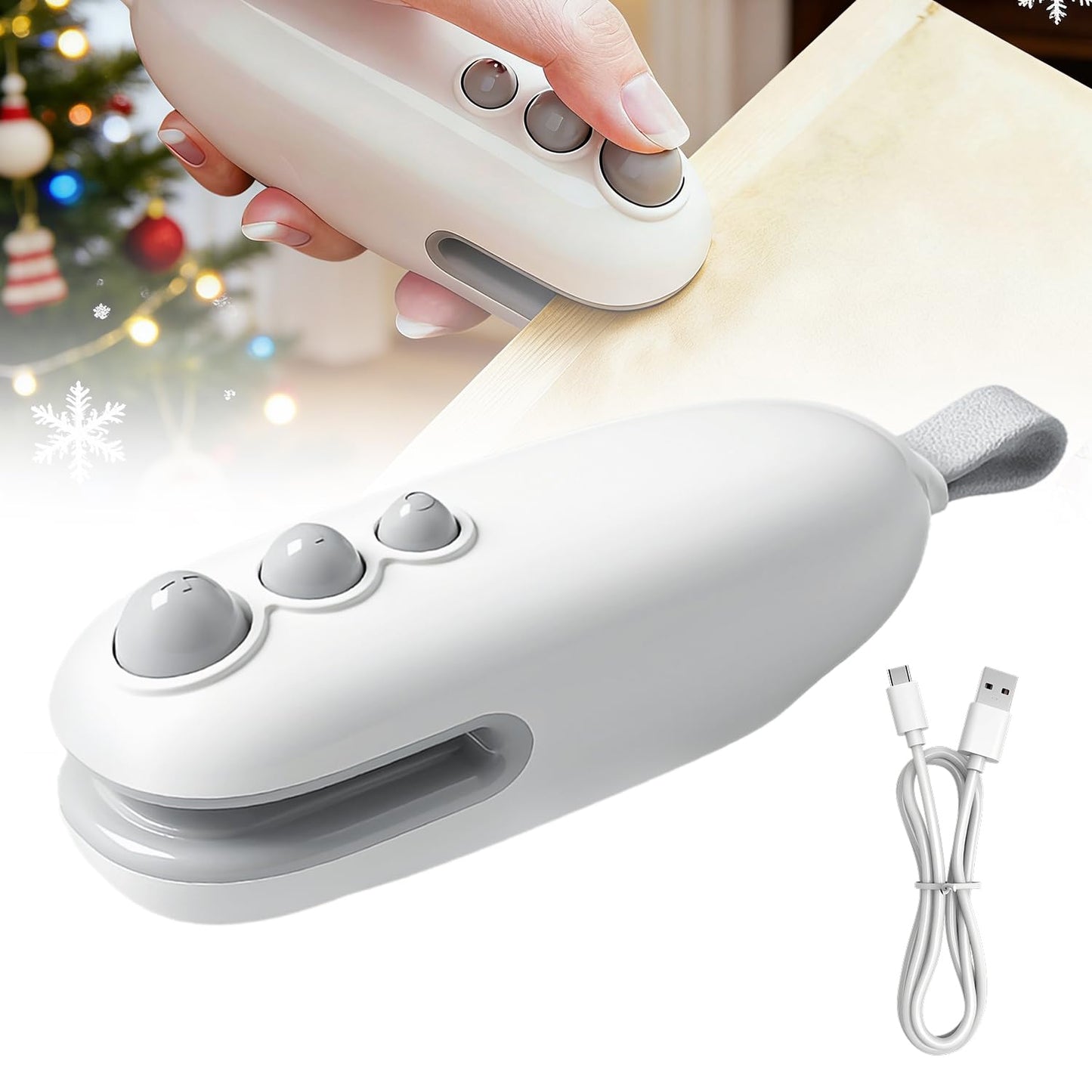 2026 Portable Handheld Vacuum Food Sealer Bag,Mini Bag Sealer, 2 in 1 Rechargeable Chip Bag Sealer Heat Sealer for Plastic Bag Snack Bag Food Storage (white)