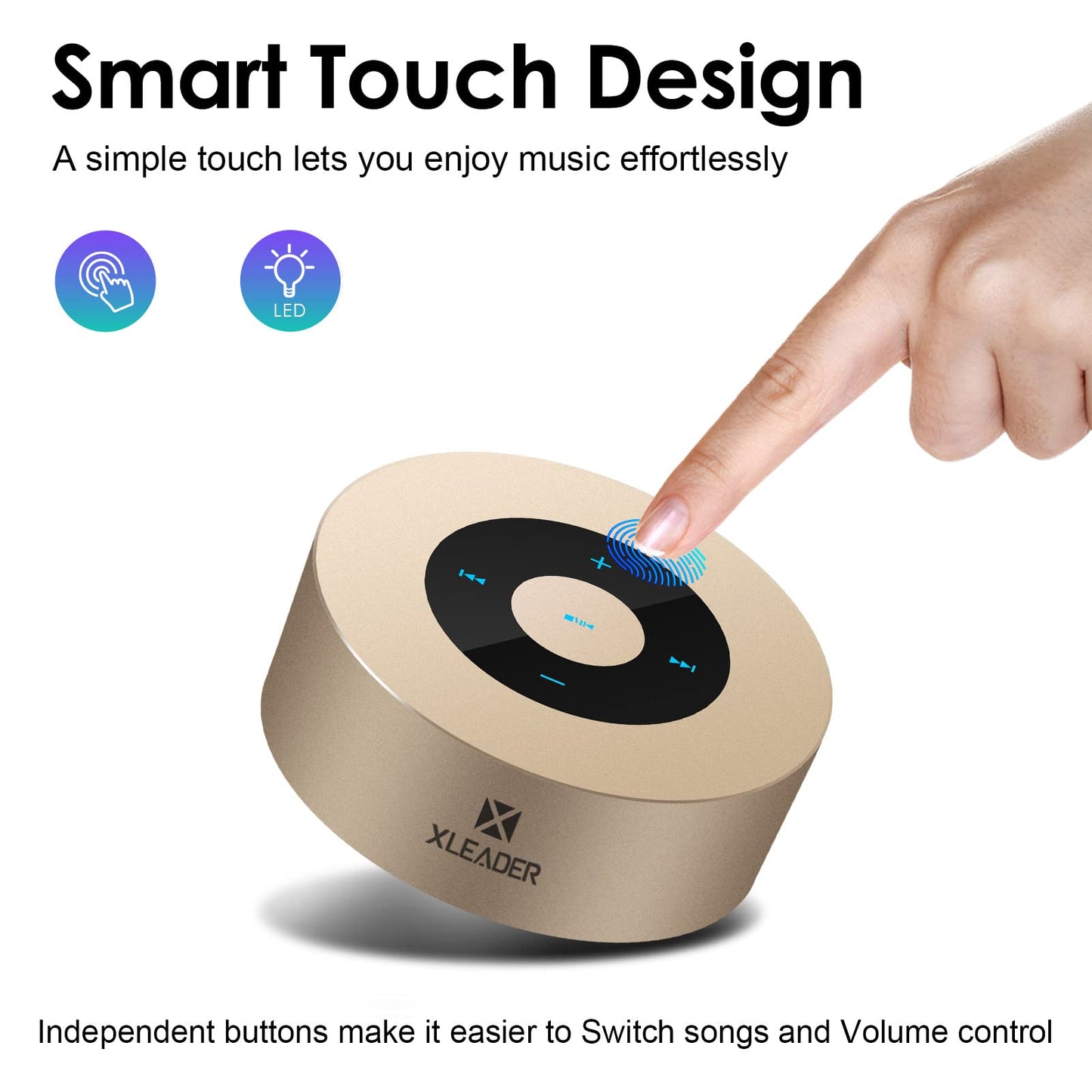 Xleader Mini Bluetooth Speaker (Travel Case Provided) Hd Sound&Rich Bass, Touch Design, 12-15H Playtime, Support Aux Input, Micr