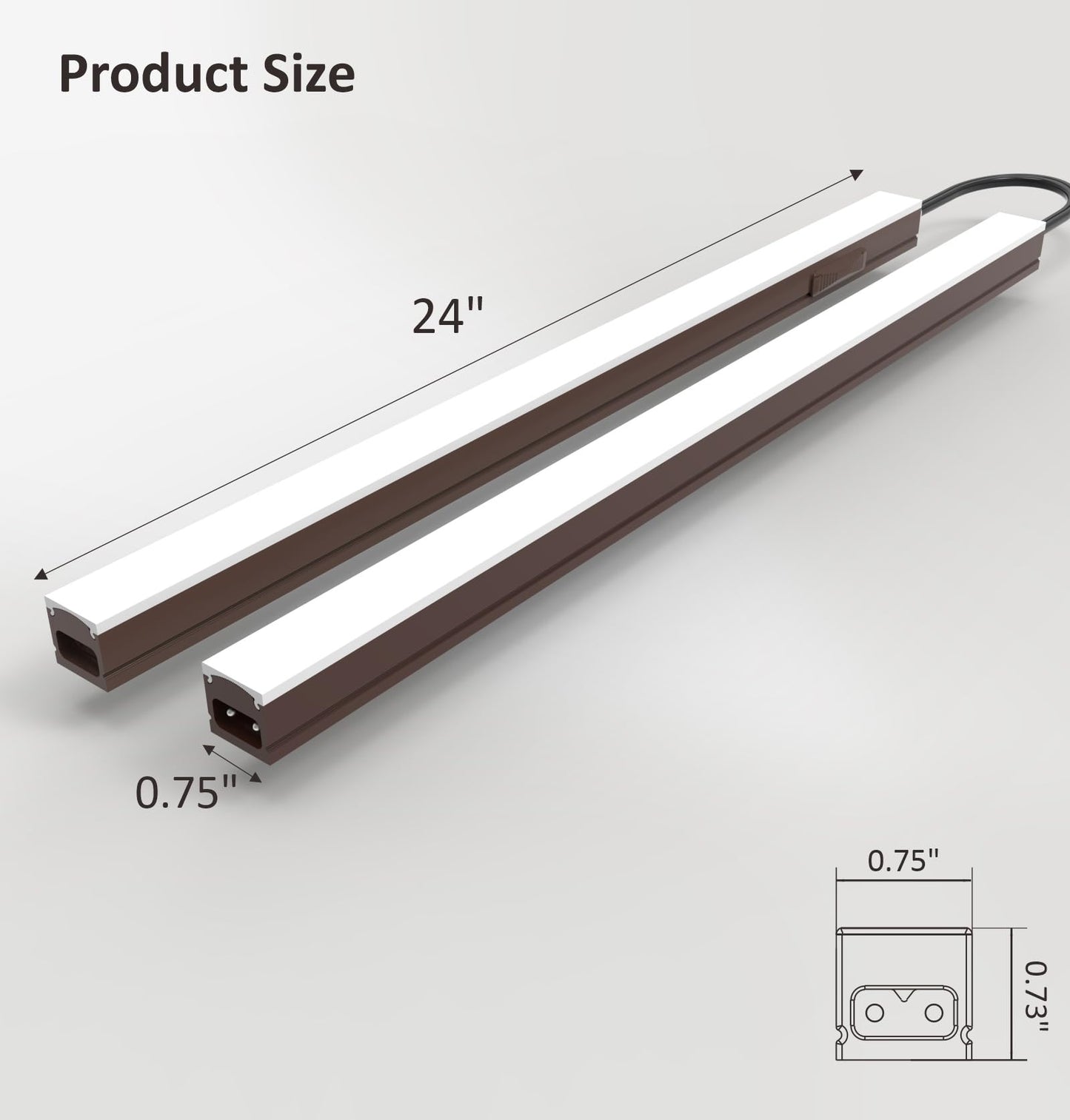 Leetdud Under Cabinet Lighting Plug In  24 Inch 2 Pcs  Linkable Ac120V 3Cct 3000K/4000K/5000K Ultra Slim  Led Under Cabinet Lights For Counter Light  Kitchen  Shelf  Sink  Workshop  Desk  Bronze