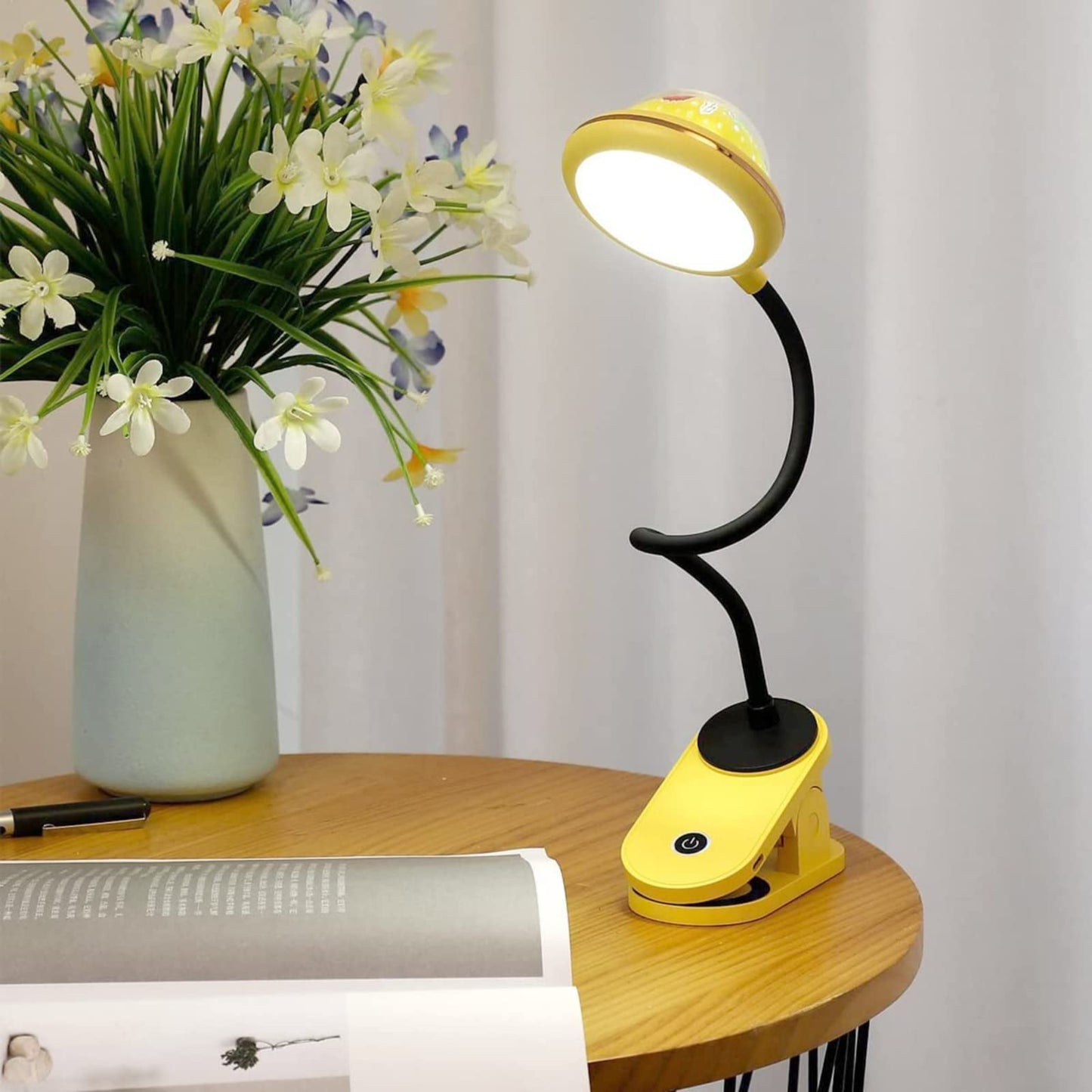 GOYOJO LED Folding Book Light, 2W Dimmable, USB Rechargeable, Touch Control, Cool White, Yellow