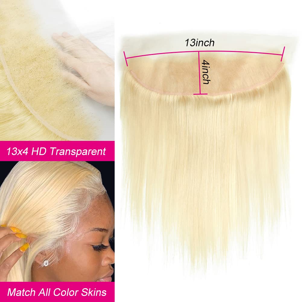 613 Frontal Straight 13x4 Transparent HD Lace Frontal Closure Ear To Ear Blonde 2A Brazilian Virgin Remy Human Hair Extension 10