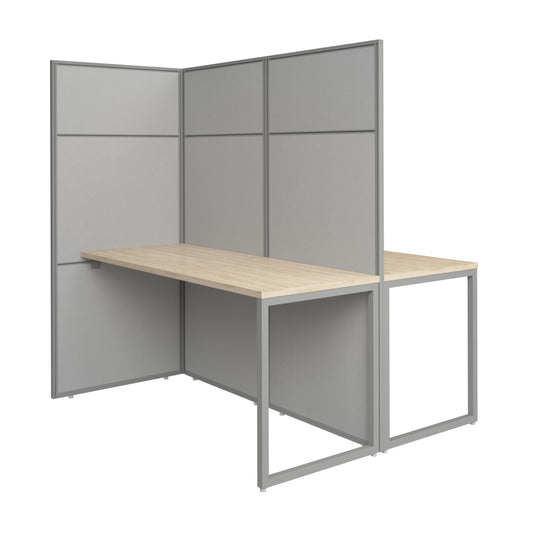 Bush Business Furniture 60-inch 2 Person Cubicle Desk with Tall Panels, Double Workstation, Easy Office Collection, Natural Elm