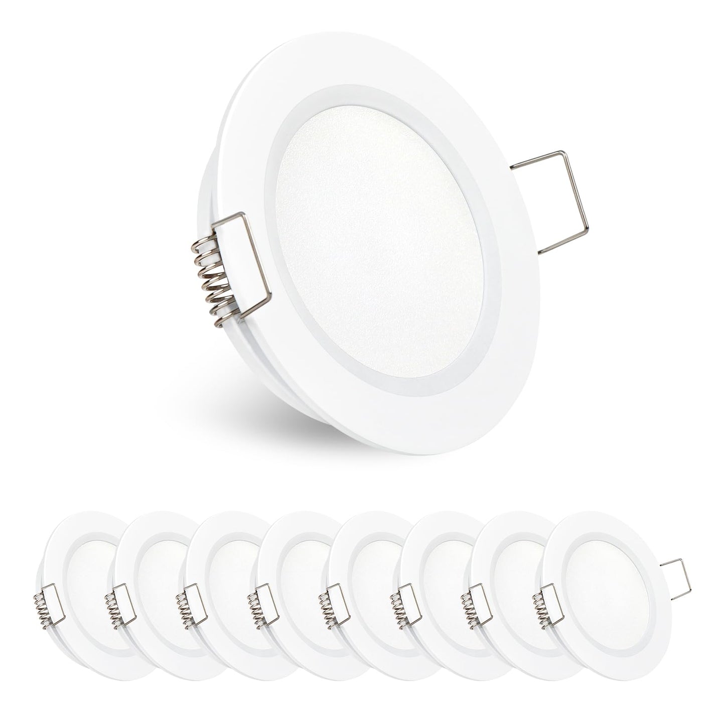 Obeaming 8 Pack 12 Volt Led Puck Light 2.75?Rv Recessed Mount Ceiling Light For Camper Van Truck Boat Interior Ceiling Kitchen Cabinet Lighting Cri 93 (Pearly White/Cool White)