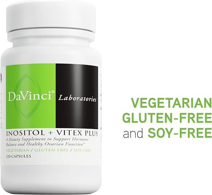 DaVinci Labs - Inositol + Vitex Plus - A Dietary Supplement to Support Hormone Balance and Healthy Ovarian Function - Vegetarian, Gluten Free, Soy Free - 120 Capsules