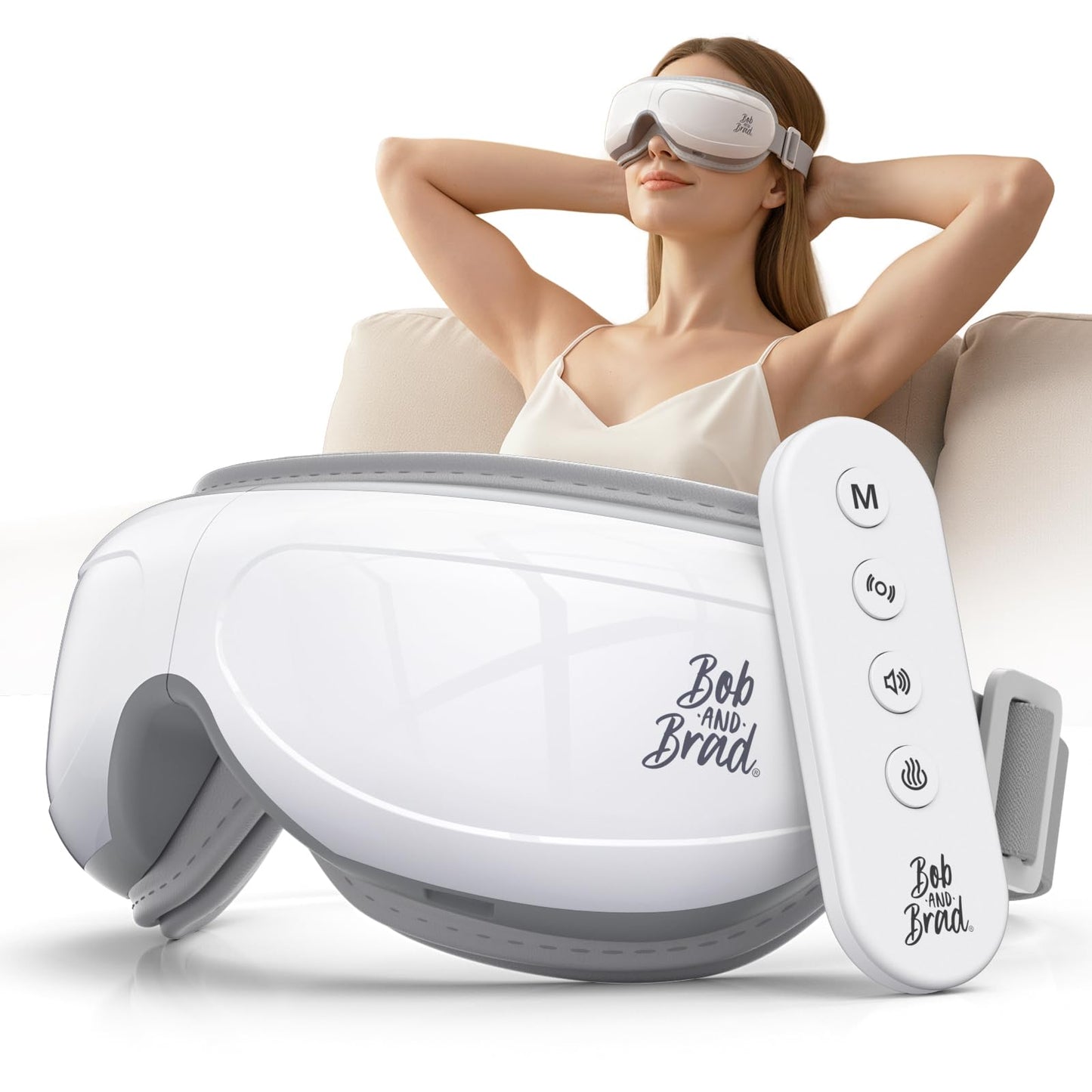 BOB AND BRAD Eye Massager with Remote Control FSA Eligible HSA - EyeOasis 2 Plus Personal Eye Care Compress Device - Electric Eye Mask with Heat for Migraines & Dry Eye Relief