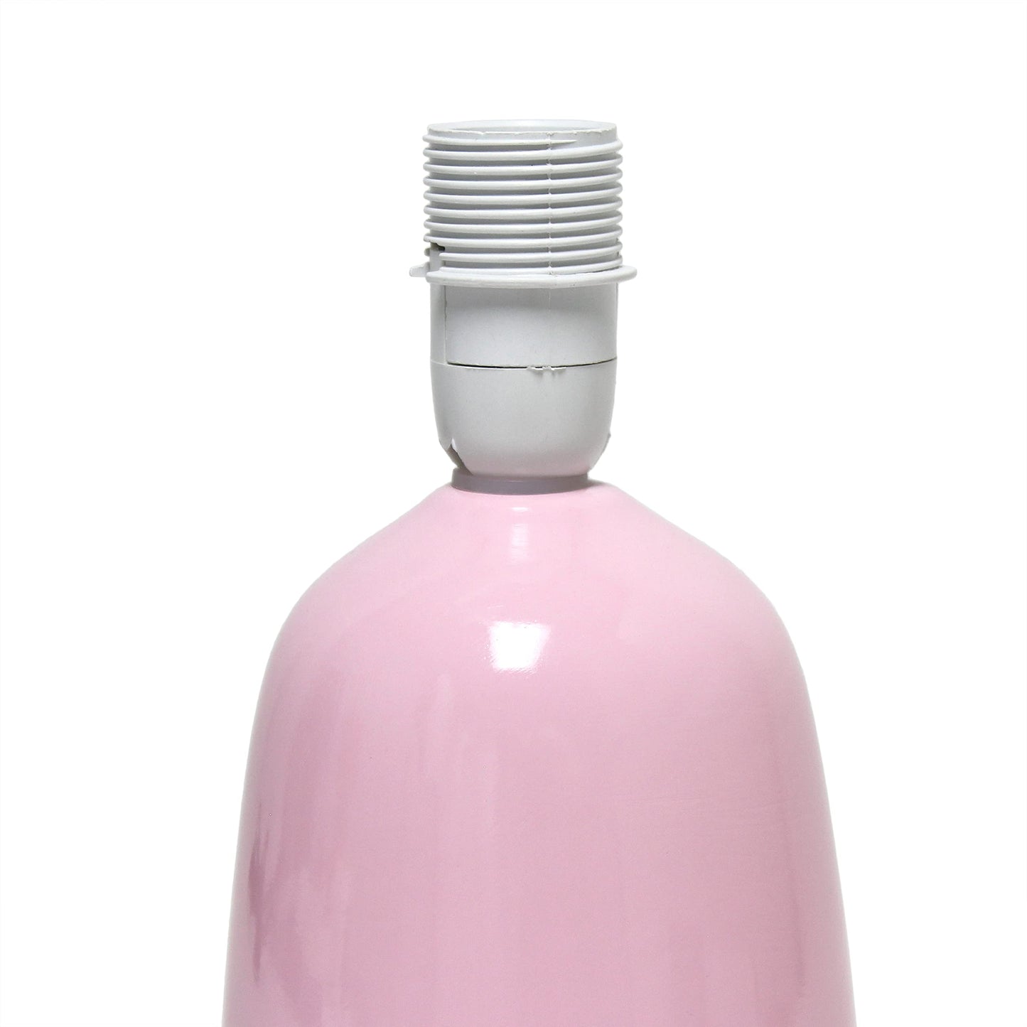 Simple Designs Lt1134-Lpk 10 Ceramic Thimble Base Table Lamp, Light Pink Shade, Ideal For Bedroom, Living Room, Entryway, Office