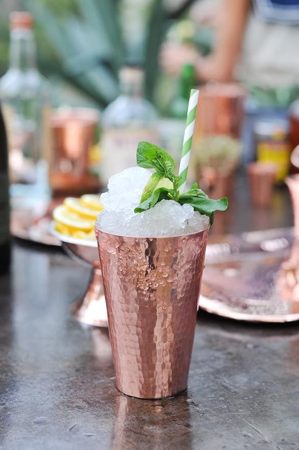 Sertodo Copper Ice Tea Cup | 25 Ounce Capacity | 100% Pure Copper, Heavy Gauge, Hand Hammered | Ayurvedic Drinking Vessel | Fancy Cocktail Cup