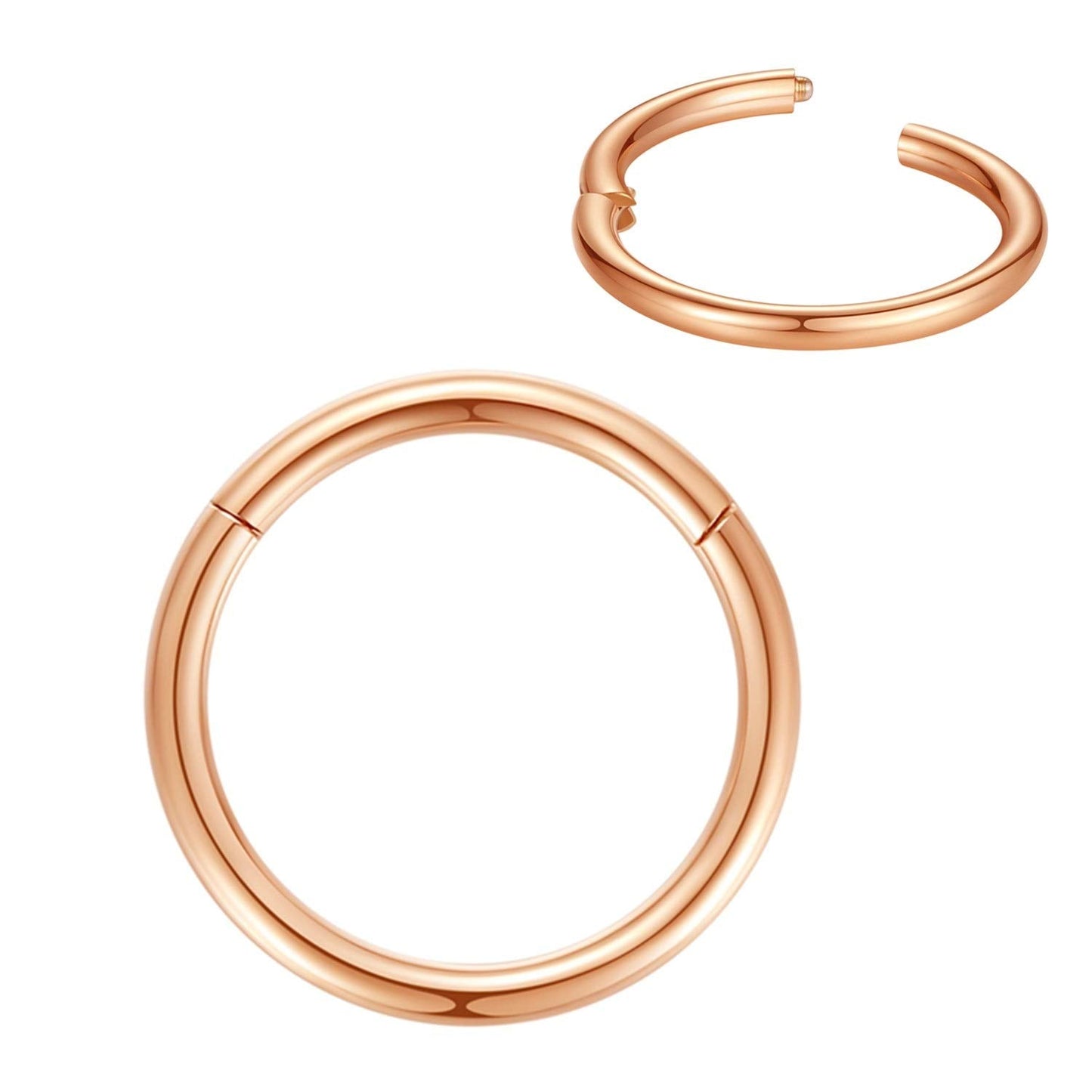 2pcs Pair 11mm Septum Ring Rose Gold Nose Rings Hoop 14 Gauge Nose Hoop Helix Daith Tragus Hinged Segment Septum Clicker Lip Rin