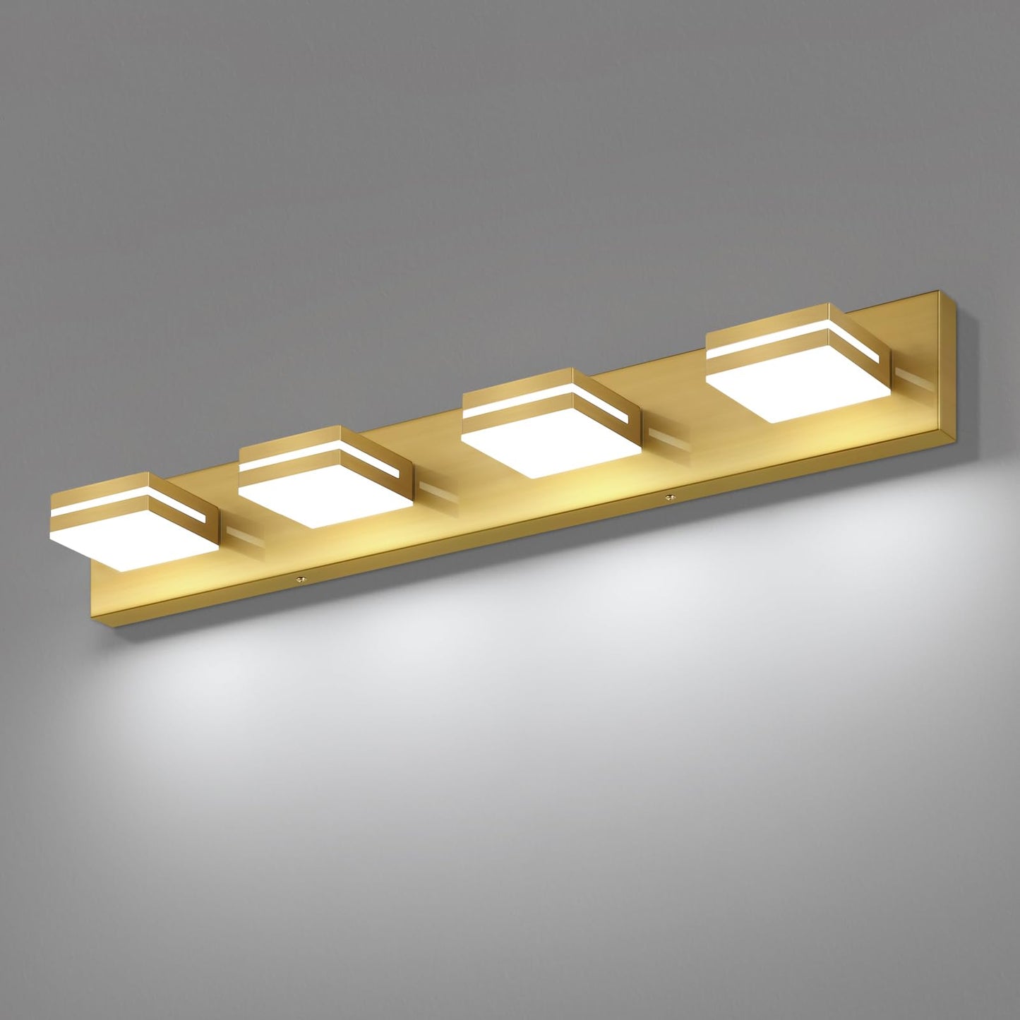 SineRise LED Bathroom Vanity Light Fixture - 4-Light, 30-Inch, Brass, Stainless Steel, Model 21d4a96e-dde5-473c-adb3-a