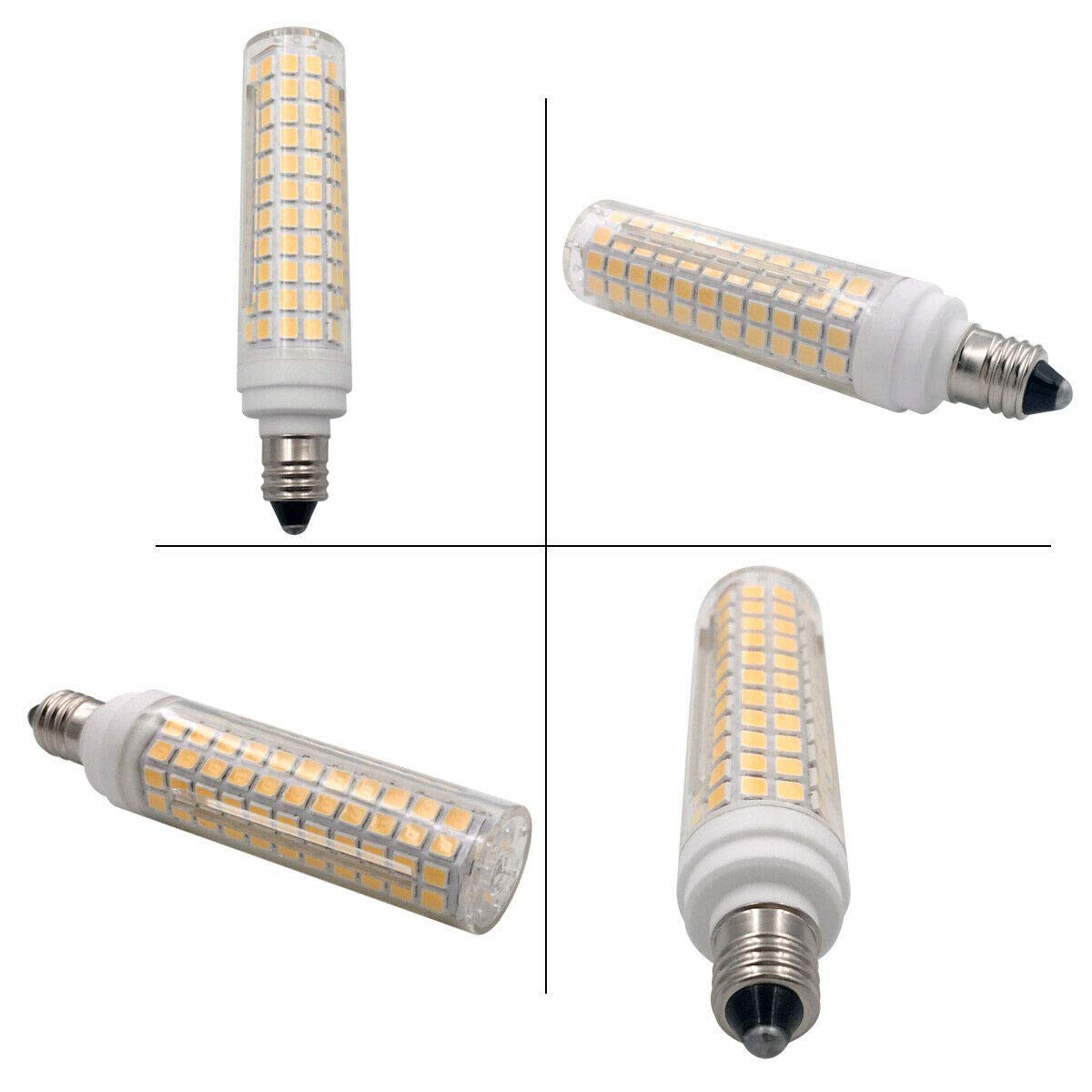 Lxcom Lighting E11 Led Corn Bulb 15W Dimmable Ceramic Candelabra Bulbs (2 Pack)- 136 Leds 2835 Smd 1500Lm Warm White 3000K 120W Equivalent T3/T4 Jde11 120V Lamp For Home Lighting